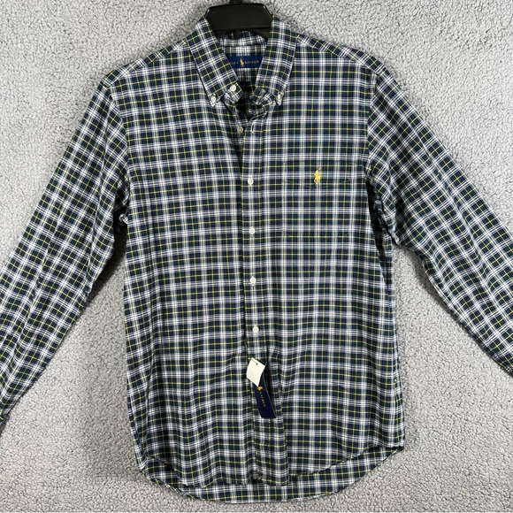 Polo Ralph Lauren Classic Fit Plaid Button Down Shirt Men’s M Green Long Sleeve - Picture 2 of 12